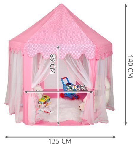 RŮŽOVÝ STAN NA HRANÍ PRO DĚTI HRAD PALÁC XXL SE ZÁCLONKOU A VOLÁNY 00006104